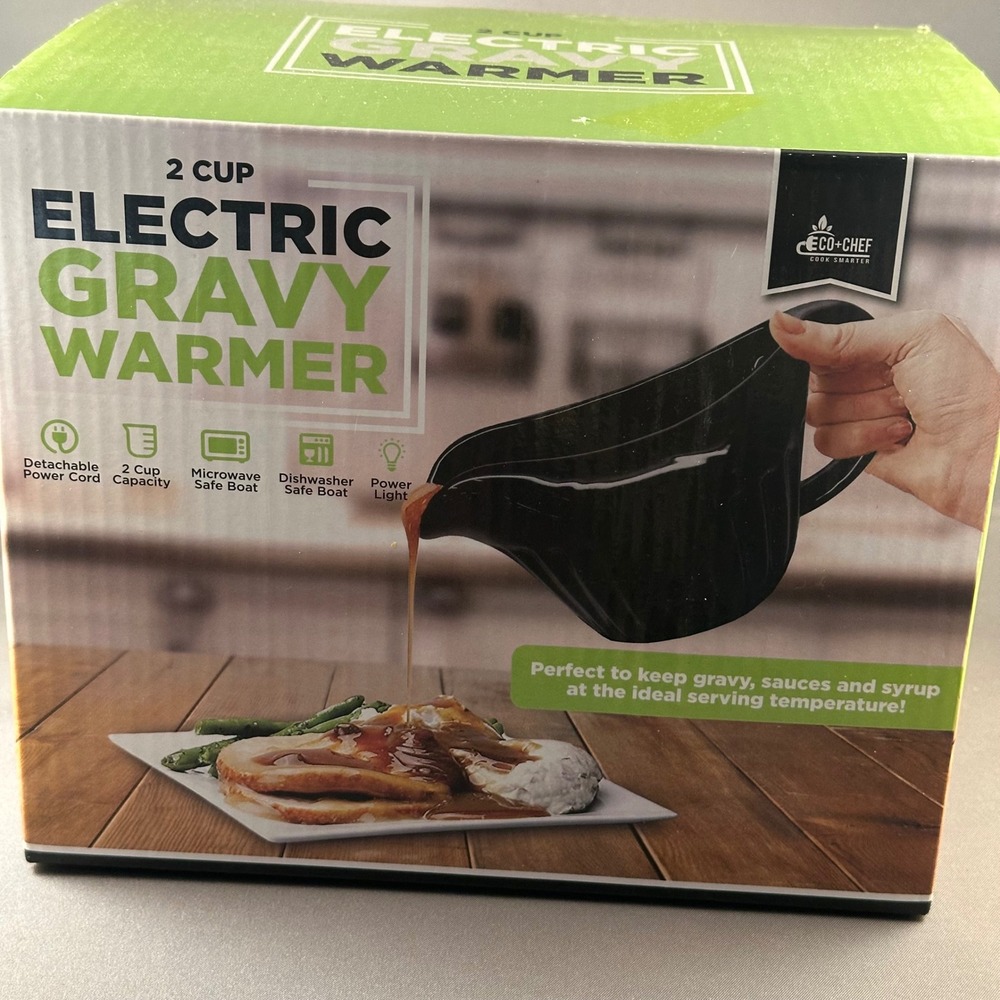 Eco Chef Electric Gravy Warmer 2 Cup Capacity Black Ceramic‎ NEW tested works